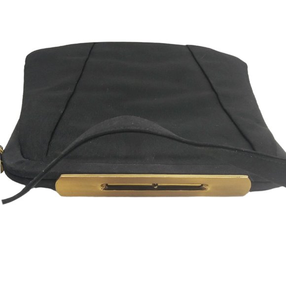 Vintage 1960s Crown Lewis Black Rayon Trapezoid Handbag Purse - Picture 3 of 9